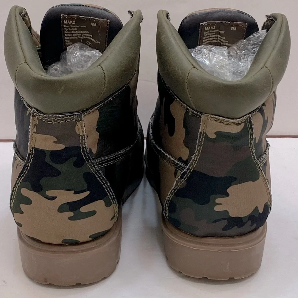 Deer Stags Camo Boots Men’s Size 6M Black Tan Green Waterproof Hunting Fishing